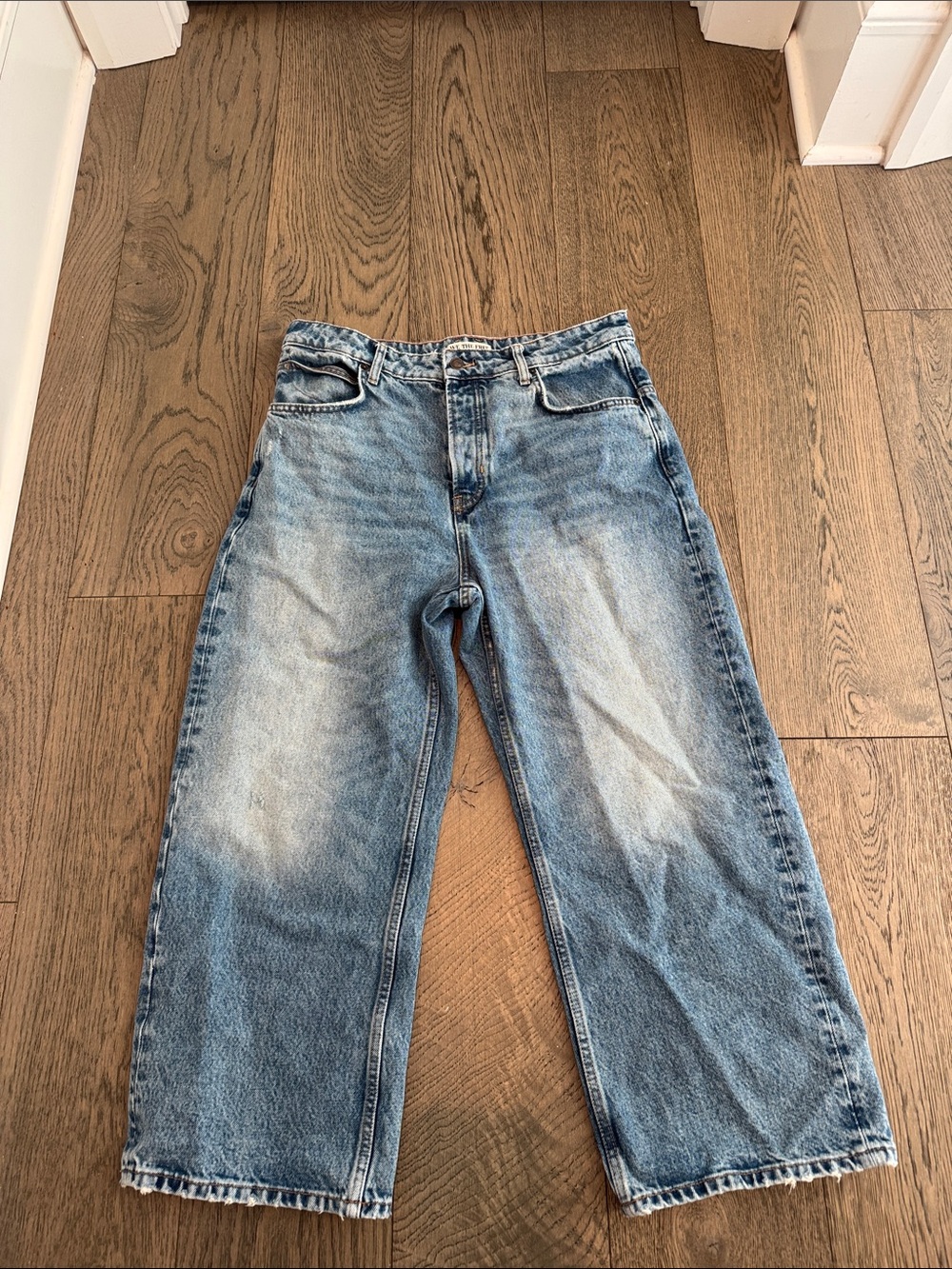 Free People Washed Blue Wide-Leg Jeans